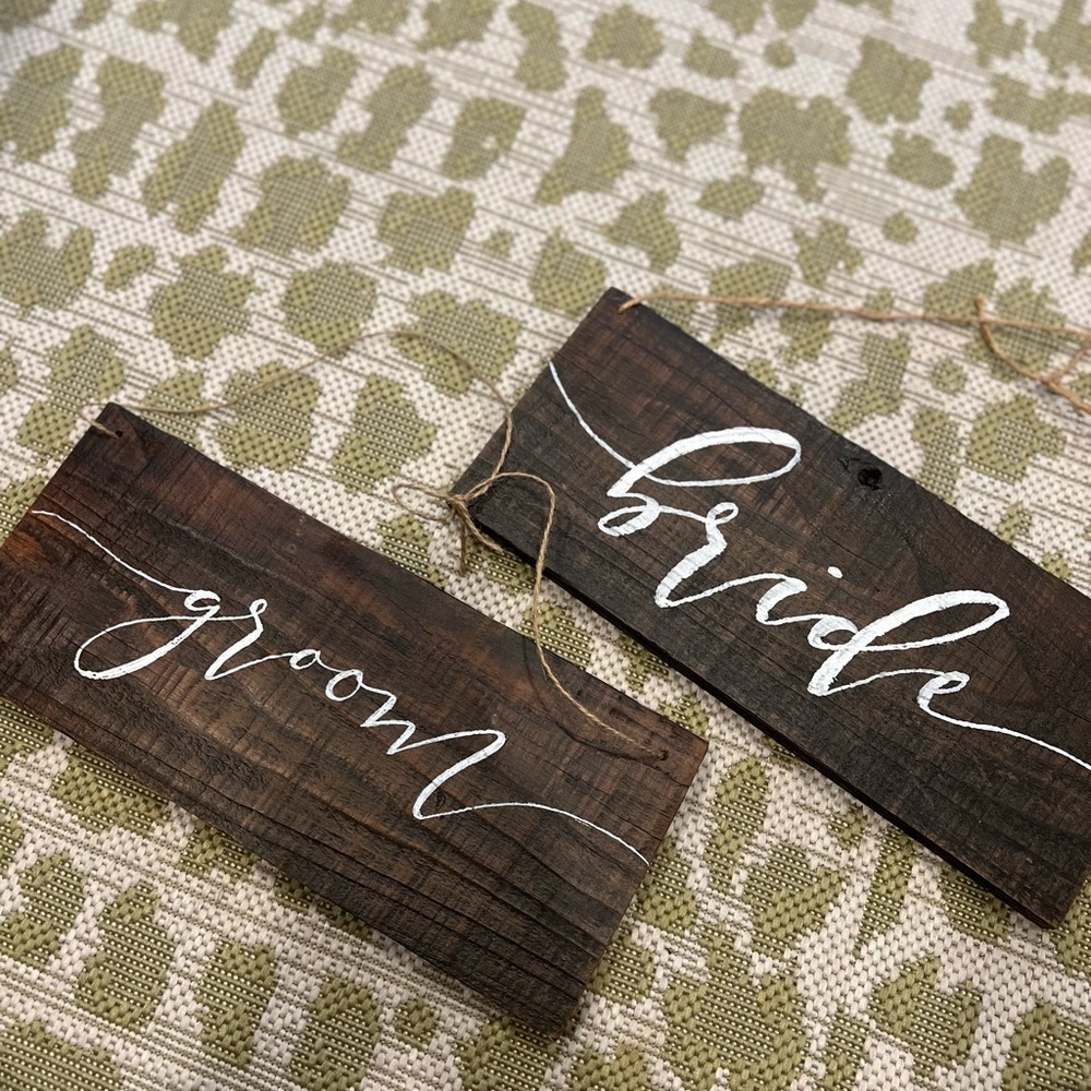 Rustic Bride and Groom Wooden Signs